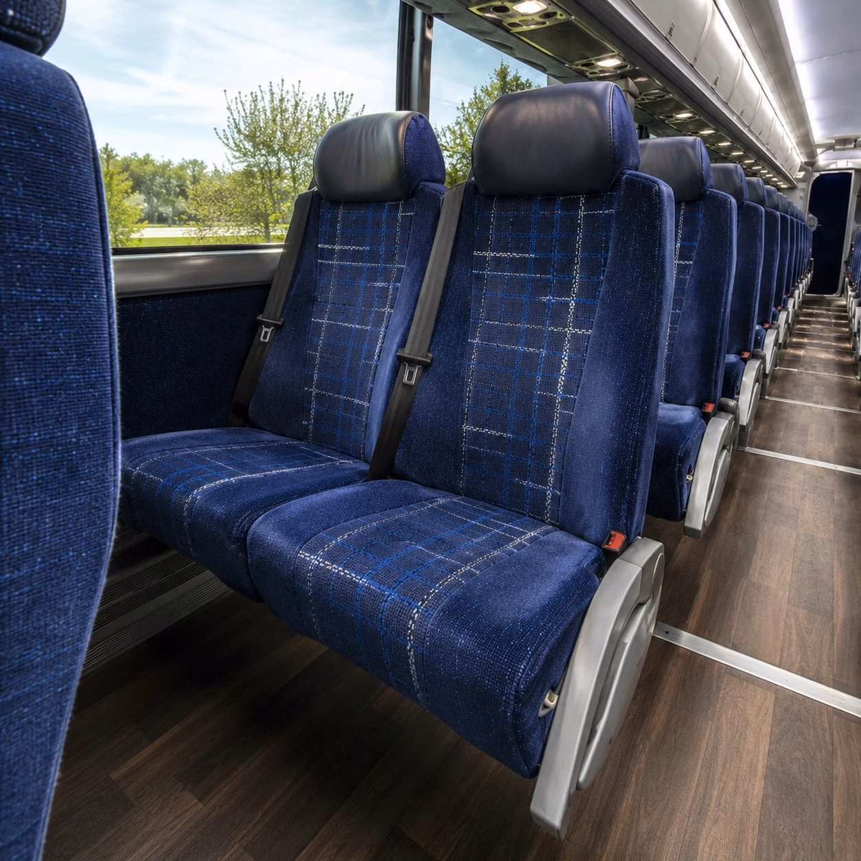 56 passenger charter bus inside
